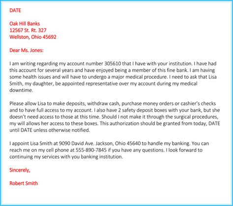authorization letter  bank   write
