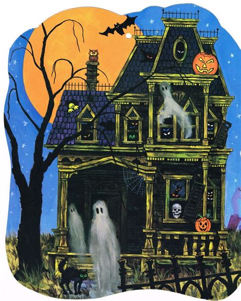 Vintage Halloween Haunted House Free Printable Halloween Haunted