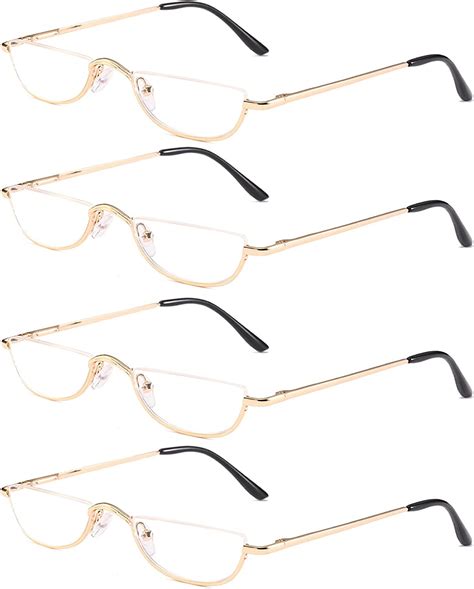 kokobin half reading glasses 4 pairs half rim metal frame glasses spring hinge