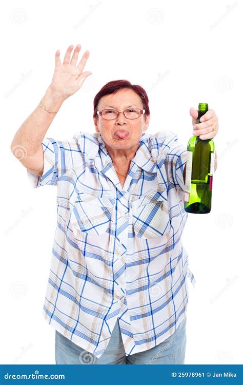 Funny Senior Drunk Woman Stock Image Image Of Alcohol 25978961
