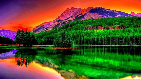 Sunset Lake Water Mountains Sunset Reflection Lake Hd Wallpaper