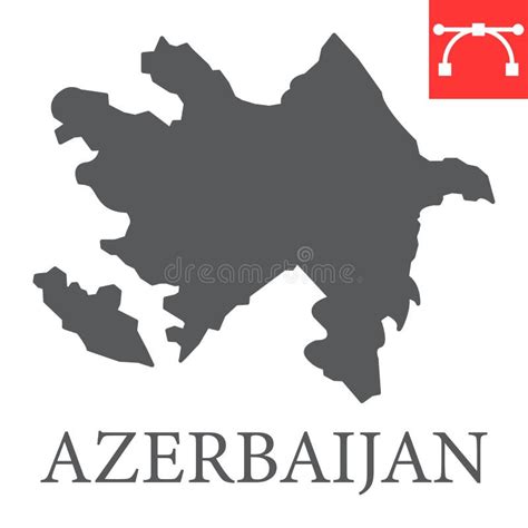 Mapa De La Línea De Azerbaiyán Y El Icono De Glifo País Y Geografía