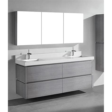 Wall hung bathroom vanities on sale. Madeli Cube 72" Double Wall-Mounted Bathroom Vanity for Quartzstone Top - Ash Grey | Free ...