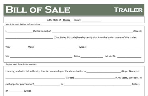Free Illinois Trailer Bill Of Sale Template Off Road Freedom