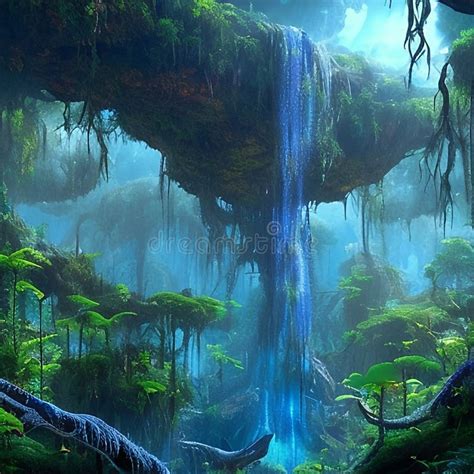 Fairytale Magical Fantasy Hd Wallpaper Of Enchanted Waterfall Blue
