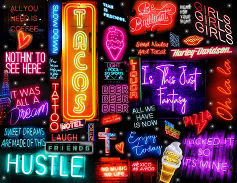 Neon Dreams Digital Wallpaper Art Collage Download Etsy