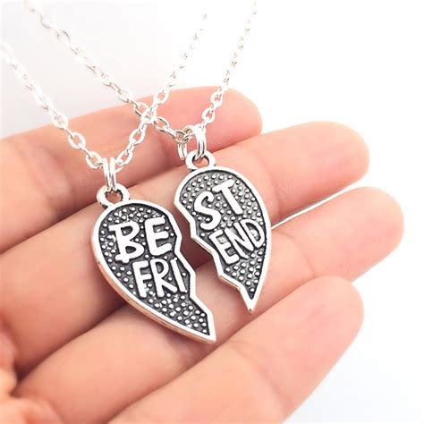 Best Friends Split Heart Necklace Set Valentines Day Etsy