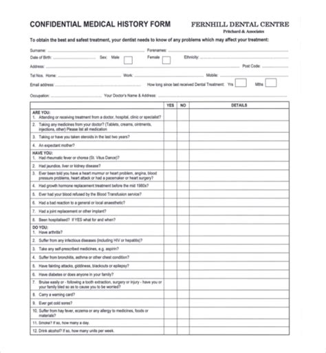 Free 23 Sample Medical History Forms In Pdf Word Excel