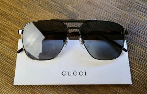 gucci gg1164s 001 58mm square sunglasses in dark ruthenium havana with gray lens ebay