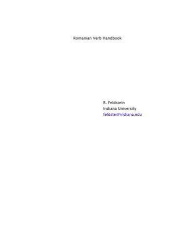 Romanian Verb Handbook R Feldstein Indiana SeeLRC