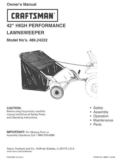 Craftsman 24222 42 In High Speed Sweeper Owners Manual Pdf Download
