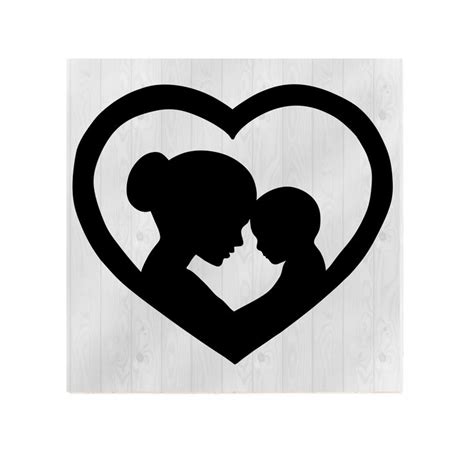 The Silhouette Of A Mother And Child In A Heart Shape On A White
