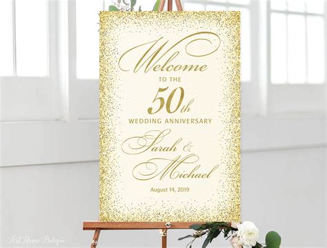 50th Anniversary Welcome Sign 50th Anniversary Decoration Etsy 50th