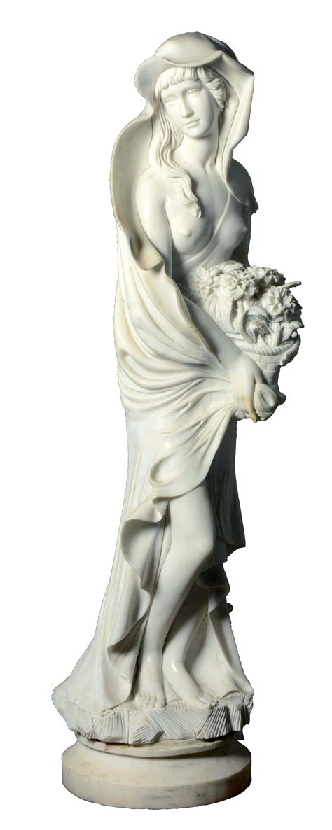 Lot Detail Marble Statue Of Hooded Woman With Flowers