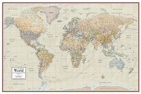 Swiftmaps World Contemporary Elite Wall Map Poster Mural 24h X 36w