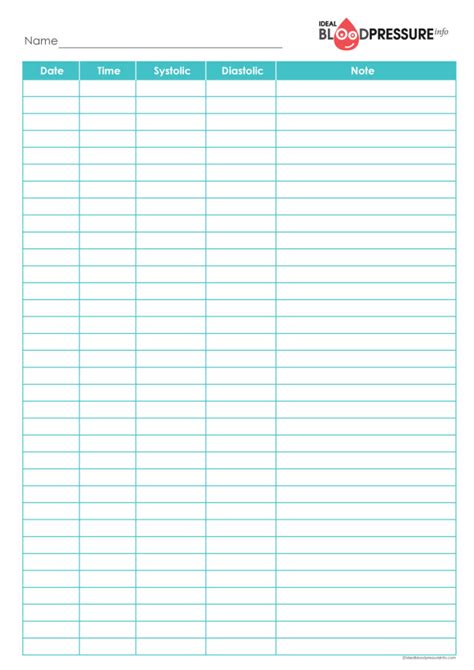 Blood Pressure Recording Chart To Print