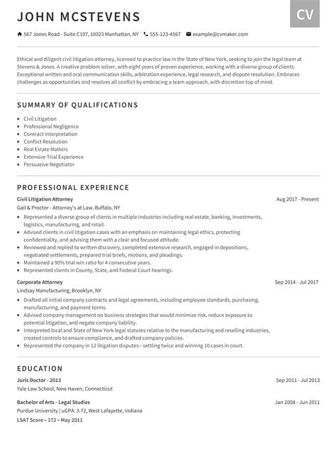 Attorney Resume Example Lawyer Resume Writing Tips 2024 CVmaker