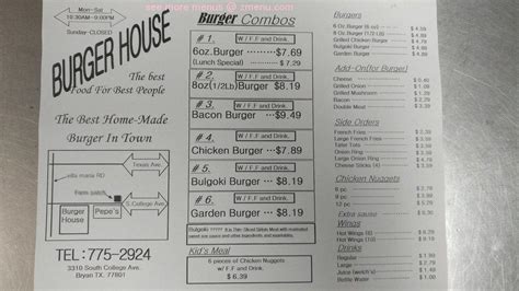Online Menu Of Burger House Restaurant Bryan Texas 77801 Zmenu