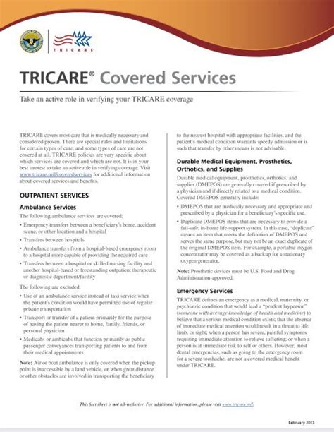 Tricare Covered Services Fact Sheet Sempermax