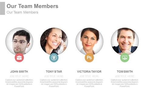Team Members For Introduction Powerpoint Slide Powerpoint