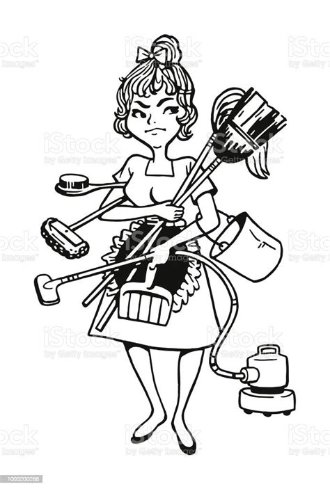 Unhappy Cleaning Lady Stock Illustration Download Image Now Istock