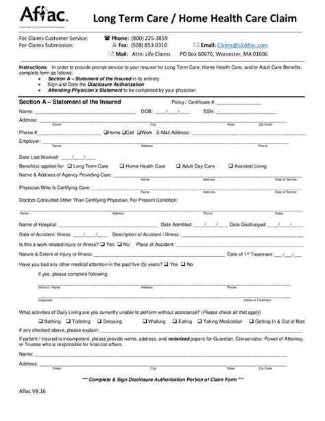 Aflac Physician Visit Claim Form