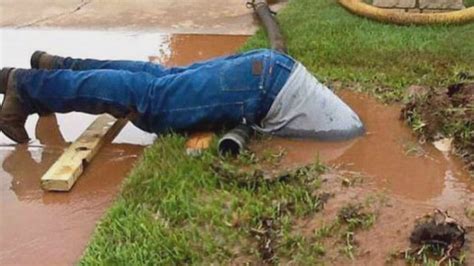The Hardest Worker Ever Image Of Plumber Who Dove Into