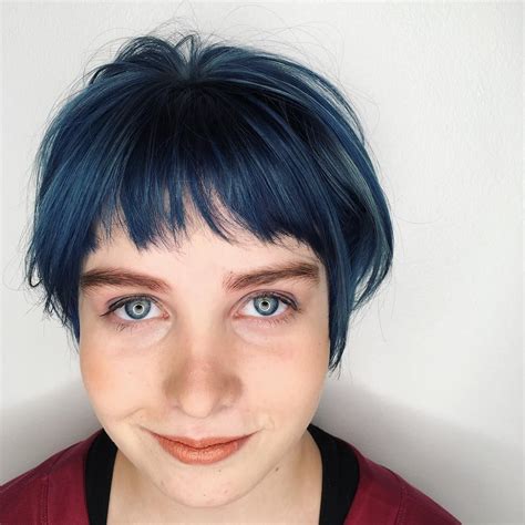 Cute Dark Navy Sapphire Blue Bob By Aveda Artist Hannah Gwin Hair