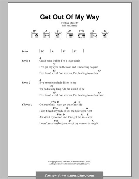 Get Out Of My Way By P Mccartney Sheet Music On Musicaneo