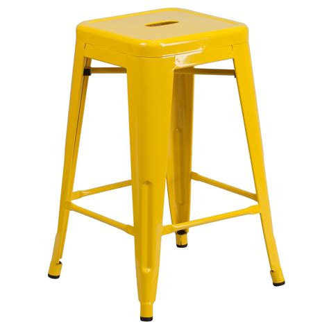 Flash Furniture 2425 In Yellow Bar Stool Ch3132024gbyl The Home Depot