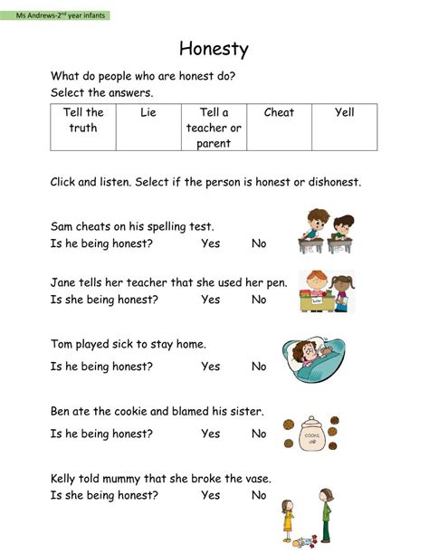 Printable Honesty Worksheets Pdf Printable Worksheets