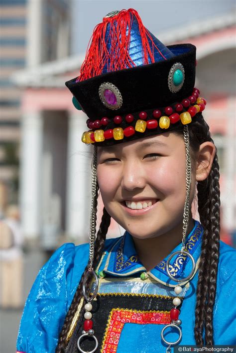 Buryat Girl From Mongolia Naadam Festival Ulaanbaatar Mongolia
