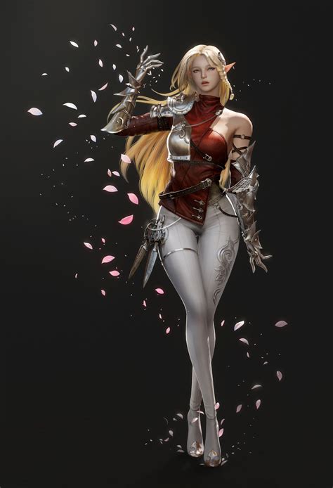 Artstation Blonde Jihyun Heo Fantasy Female Warrior Fantasy Art