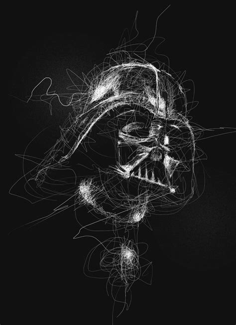 Reverse White Scribble On Behance Darth Vader Art Star Wars Drawings