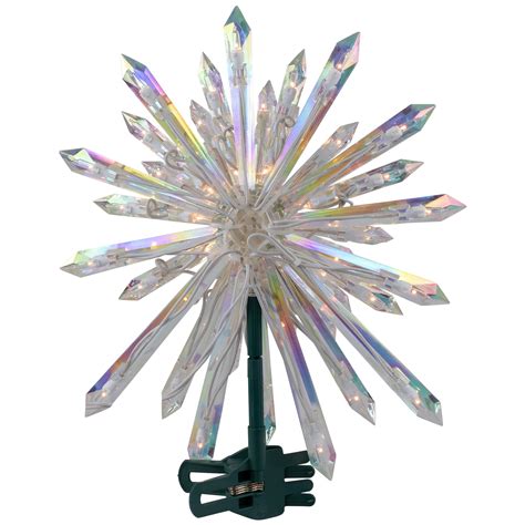 14 Lighted Iridescent Icicle Christmas Tree Topper Clear Lights