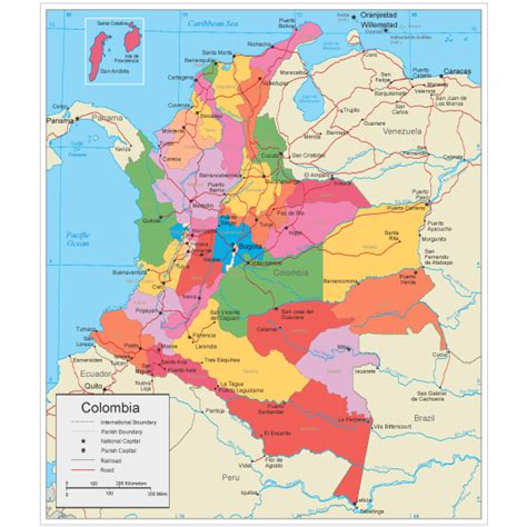 Mapa Político De Colombia Editable Vector Vector Clipart