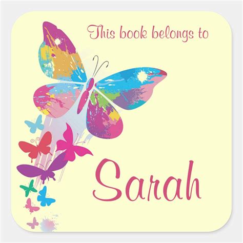 Personalized Butterfly Bookplate Sticker Zazzle