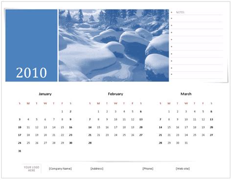 Microsoft Office 2010 Calendar Template Download 2010 Calendar