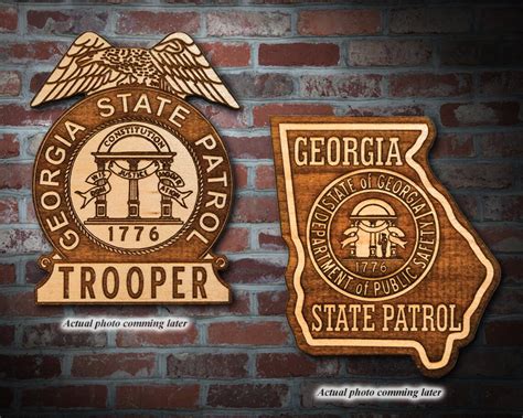 Personalized Wooden Georgia State Patrol Badge Or Patch Plaque Etsy