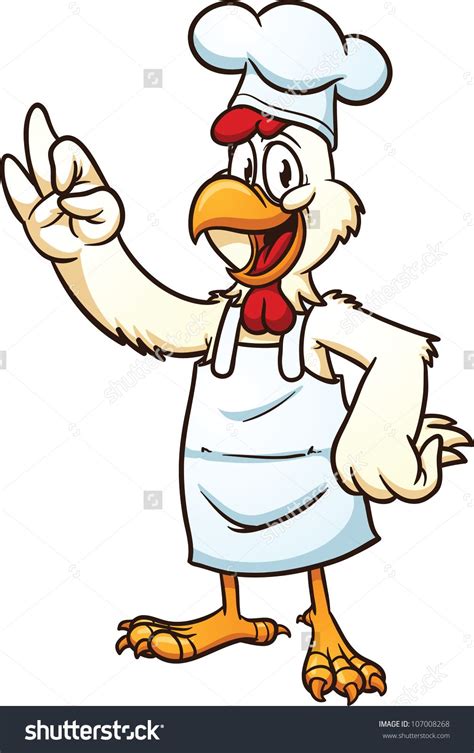 Er ist ein hübscher weiß hahn und er wird gerne. stock-vector-cute-cartoon-chicken-chef-vector-illustration ...