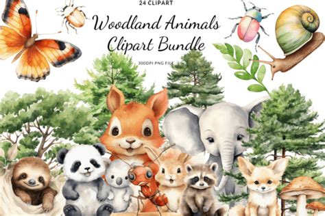 Woodland Animals Clipart Bundle Graphic By Cupid Art · Creative Fabrica