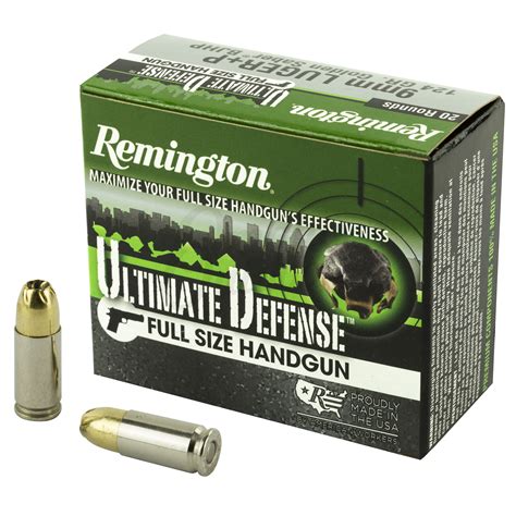 Remington Ultimate Defense 9mm P Ammo 124 Grain Brass Jhp 20 Rounds