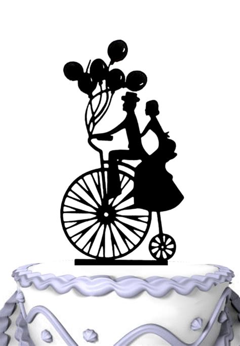 Bride And Groom In The Bike With Balloons Wedding Cake
