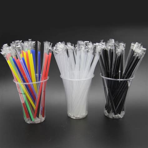 100pcs Clear Individually Wrapped Drinking Pp Straws Tea Drinks Straws