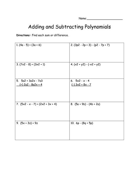 16 Adding Polynomials Worksheet Printable