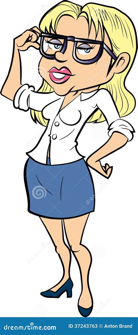 Cartoon Female Office Worker With Glasses Stock Photos Image 37243763