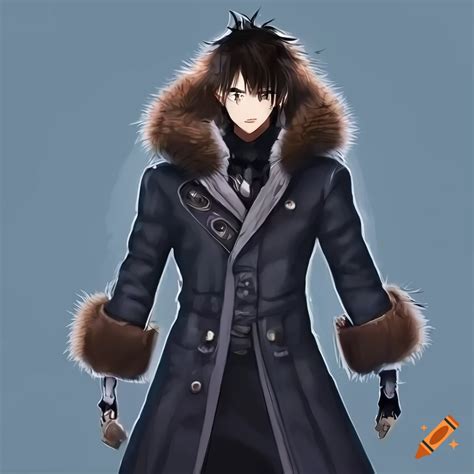 Anime Male Character In A Fashionable Fur Trimmed Coat