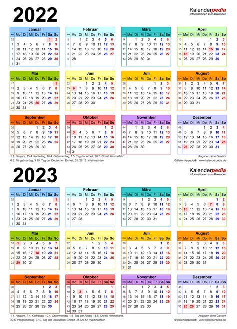 Zweijahreskalender 2022 Und 2023 Als Excel Vorlagen Zum Ausdrucken