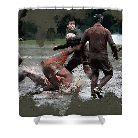 It Takes Leather Balls To Play Rugby Shower Curtain For Sale By Elaine