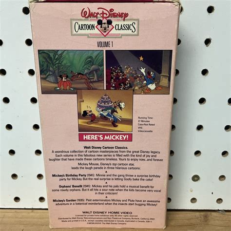 Walt Disney Cartoon Classics V 1 Heres Mickey VHS 1991